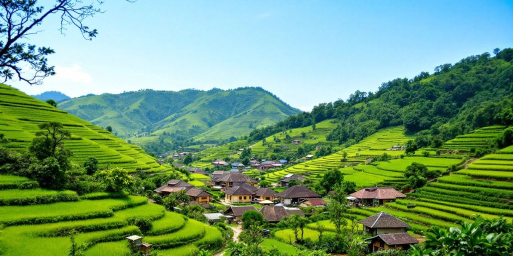 Pemandangan alam desa Lubuk Banjar yang indah.