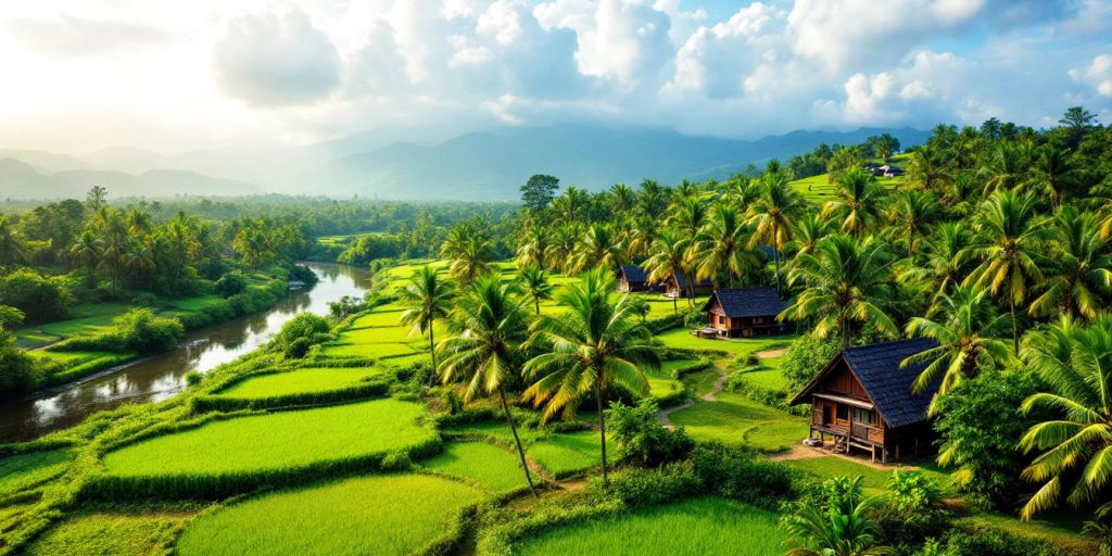 Pemandangan alam Desa Lubuk Banjar yang indah.