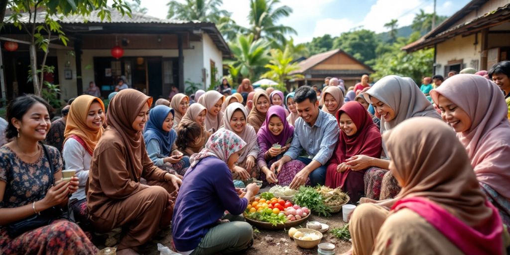 Kegiatan masyarakat di Desa Lubuk Banjar.