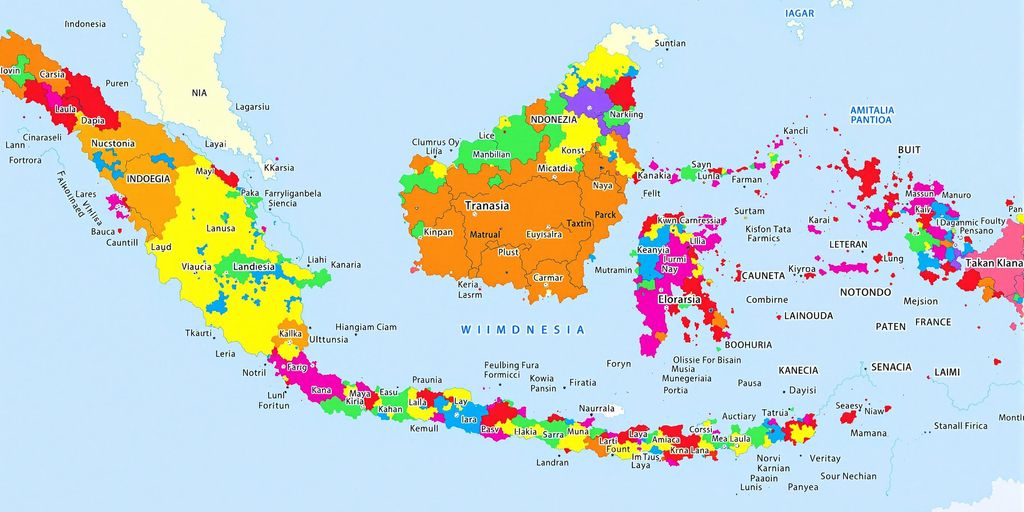 Peta provinsi Indonesia dengan warna-warna cerah.