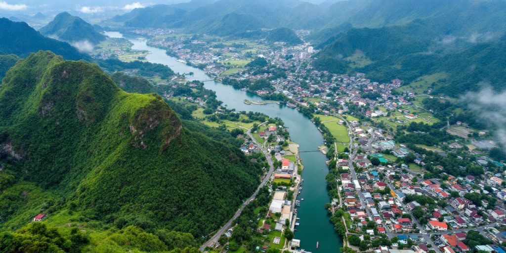 Pemandangan udara provinsi Sumatera Utara yang indah.