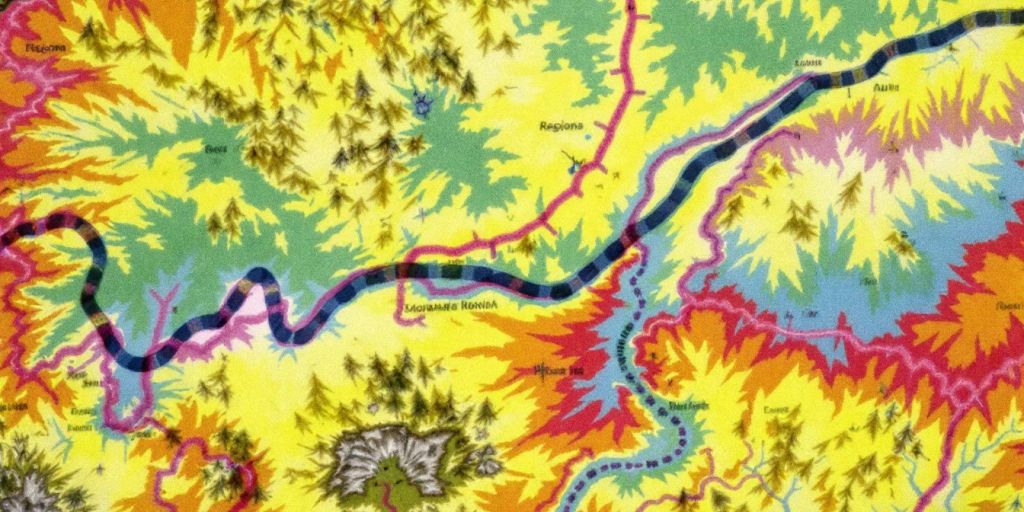 Gambaran peta wilayah yang beragam dan berwarna-warni.