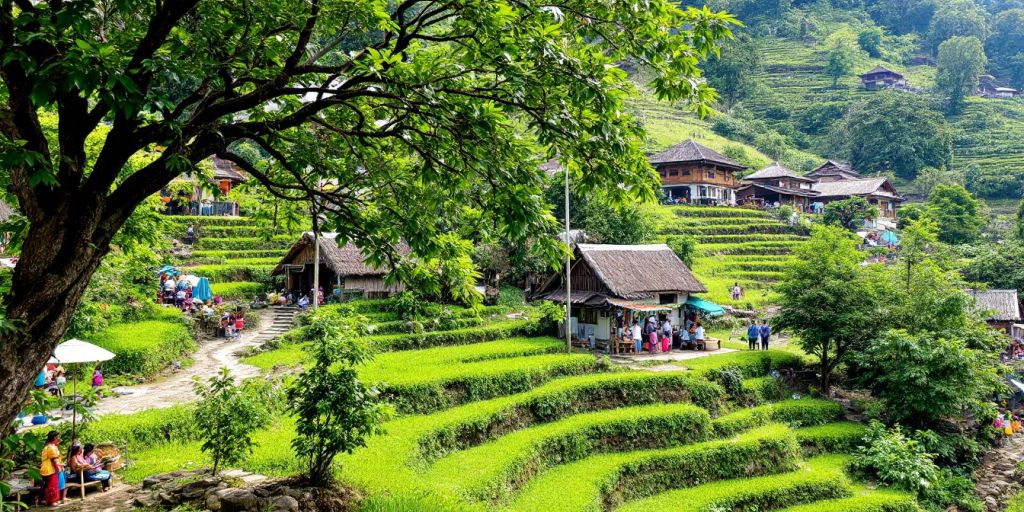 Pemandangan alam dan budaya di Desa Lubuk Banjar.